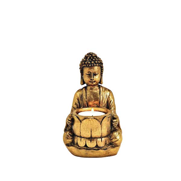 Buddha Teelichthalter gold 14cm