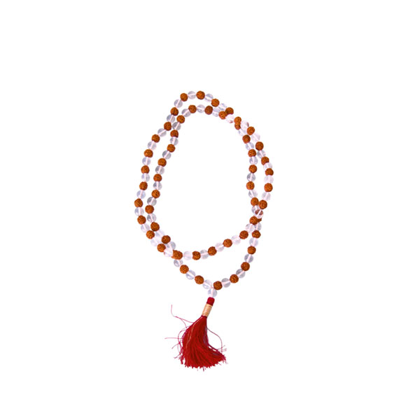 Mala Bergkristall/Rudraksha 8 mm